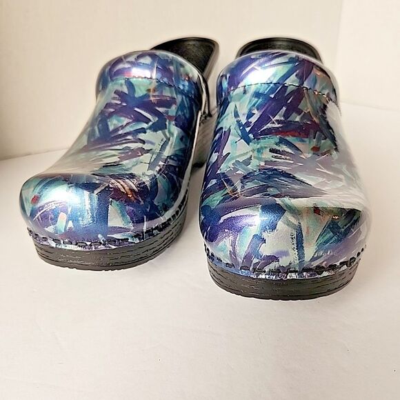 Dansko Professional Clog Painted Multicolor Patent Leather Size EU 38 US 7.5 8 - Picture 4 of 11
